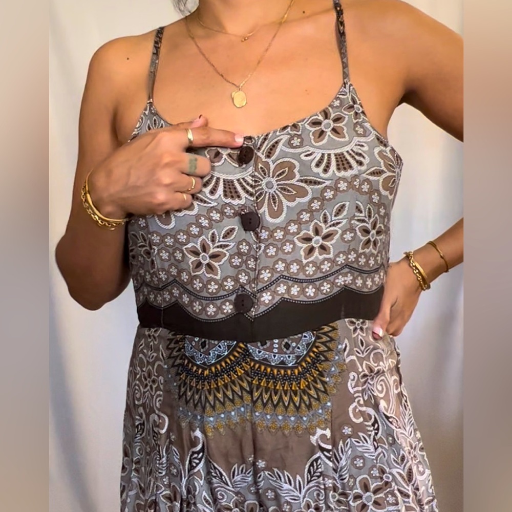 ROMPER in gorgeous geometric pattern in neutral earth colors